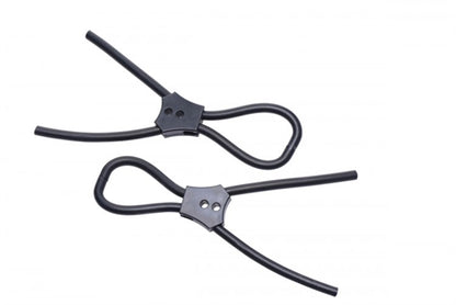Vigor II Electro Stim Cock and Balls Ties – Adjustable Black Stimulation Accessory