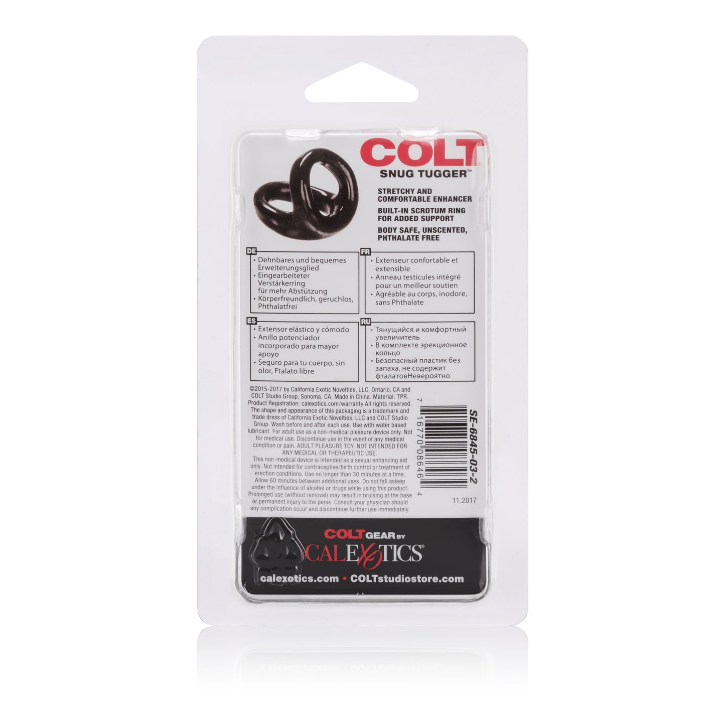 CalExotics Colt Snug Tugger Dual Enhancer Ring with Scrotum Support - Black