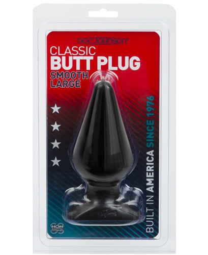 Doc Johnson Classic Butt Plug Smooth - Large - Black - Tapered Design