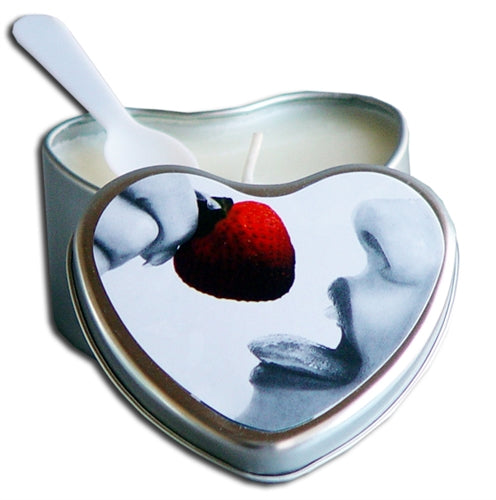 Earthly Body Edible Heart Candle - Strawberry - 4 Oz - 3-in-1 Massage Oil
