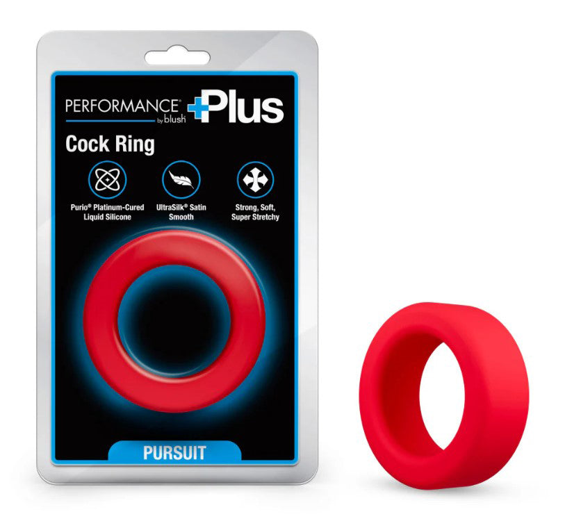 Blush Performance Plus Pursuit Cock Ring – Platinum-Cured Liquid Silicone, Red