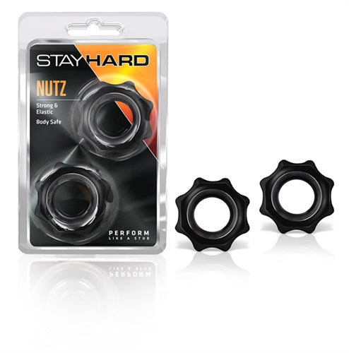 Blush Stay Hard Nutz Cockring – Black – Soft and Stretchy Design