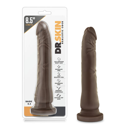 Dr. Skin Basic 8.5 - Chocolate Dong with Realistic Feel and Suction Cup Base