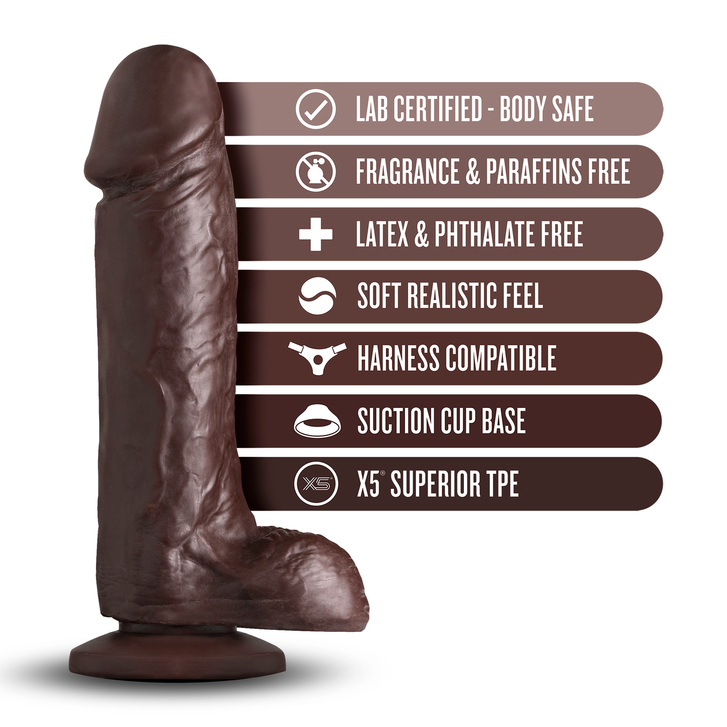 Blush Loverboy The Movie Star Chocolate Realistic Dildo with Suction Cup Base