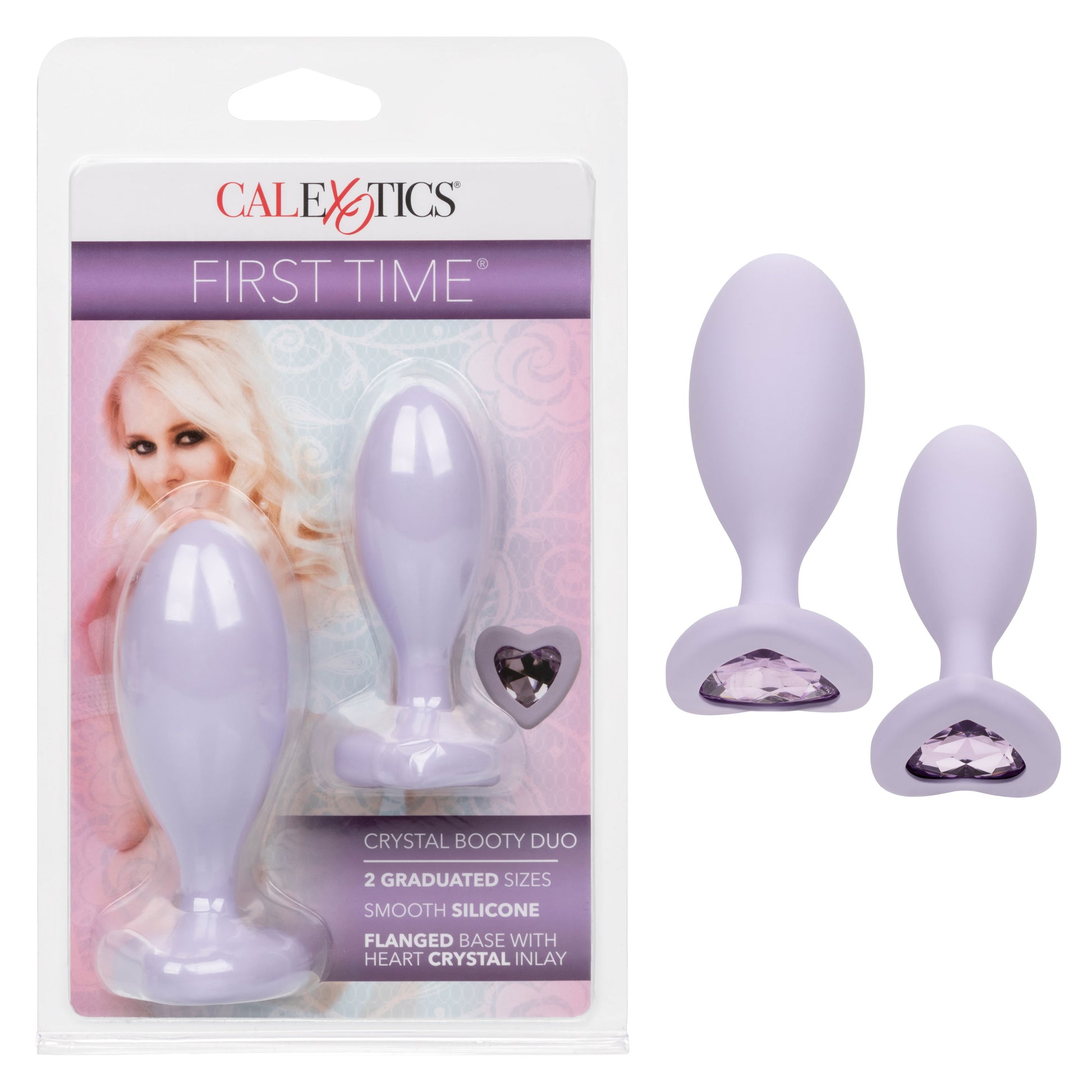 CalExotics Love Crystal Booty Duo - Purple Anal Plug Set with Graduated Sizes