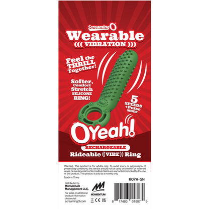 Screaming O O Yeah Silicone Rechargeable Vibrating Ring – Green
