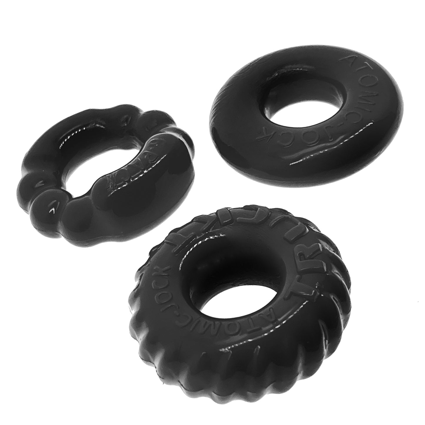 Oxballs Bonemaker 3-Pack Cock Rings - Black - Stretchy and Comfortable