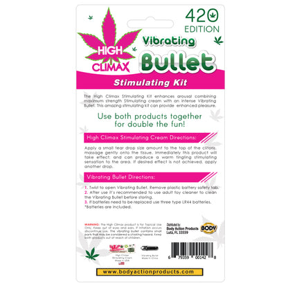 Body Action High Climax Vibrating Bullet Stimulating Kit – Vibrator with Stimulating Cream