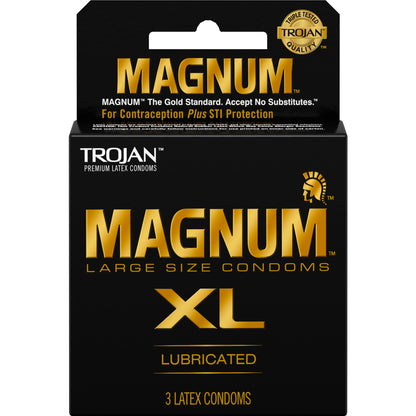 Trojan Magnum XL Condoms - Extra Large Size for Secure Fit - 3 Pack