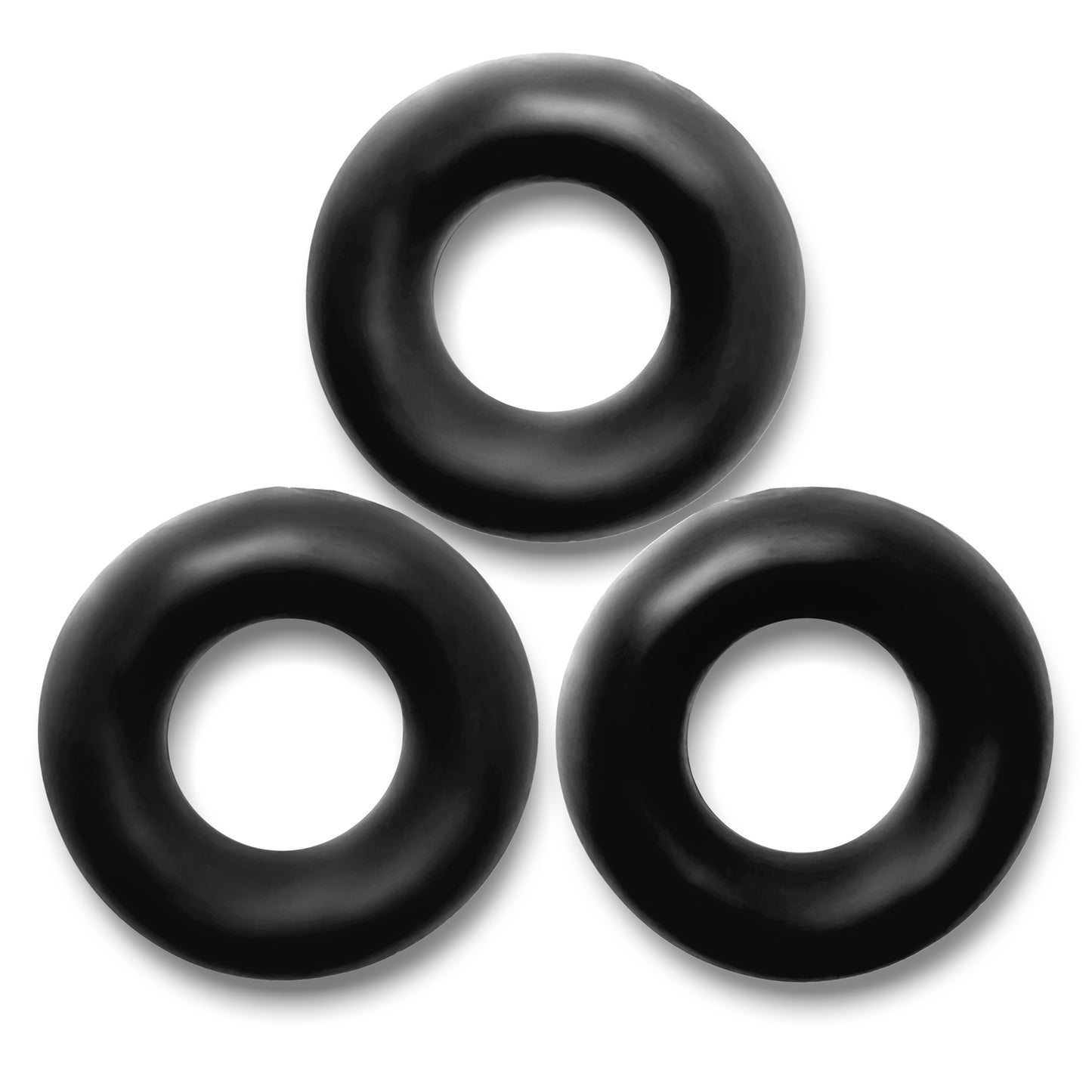 Oxballs Fat Willy 3-Pack Jumbo C-Rings - Black - Non-Rolling Grip Design