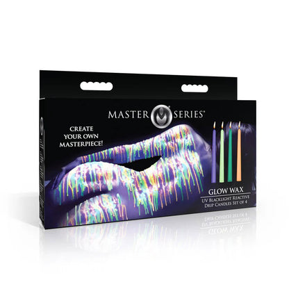 XR Brands Glow Wax UV Blacklight Reactive Drip Candles Set of 4 – Multi-Color