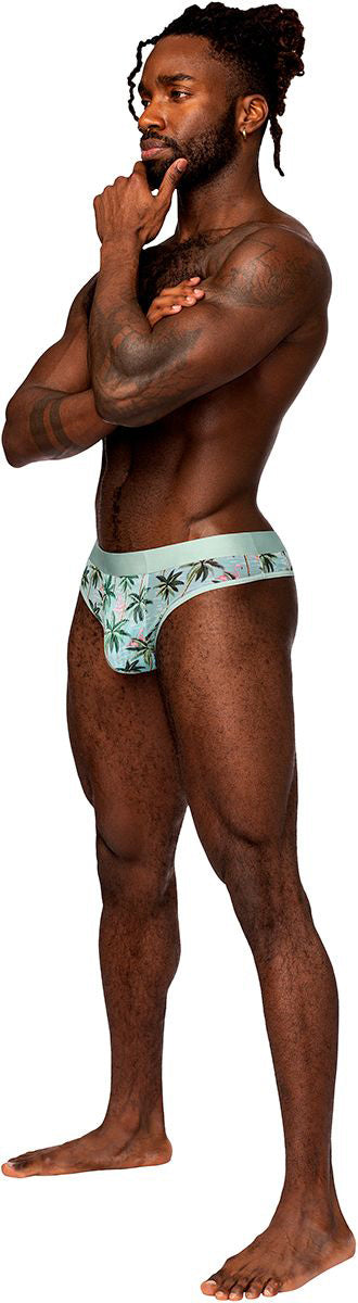 Male Power Sheer Prints Sheer Thong - Small/Medium - Flamingo