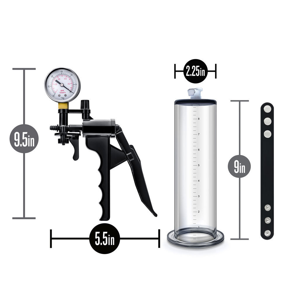Blush VX8 Premium Penis Pump System with Silicone Cock Strap - Clear