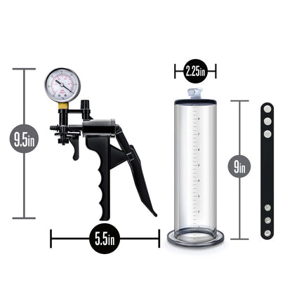 Blush VX8 Premium Penis Pump System with Silicone Cock Strap - Clear