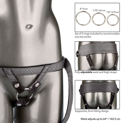 CalExotics Regal Princess Harness - Pewter - Adjustable Comfort with Probe Rings