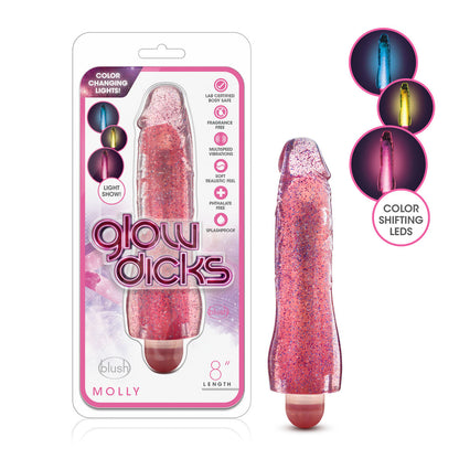 Glow Dicks Molly Glitter Vibrator - Multi-Speed G-Spot Vibrator - Pink