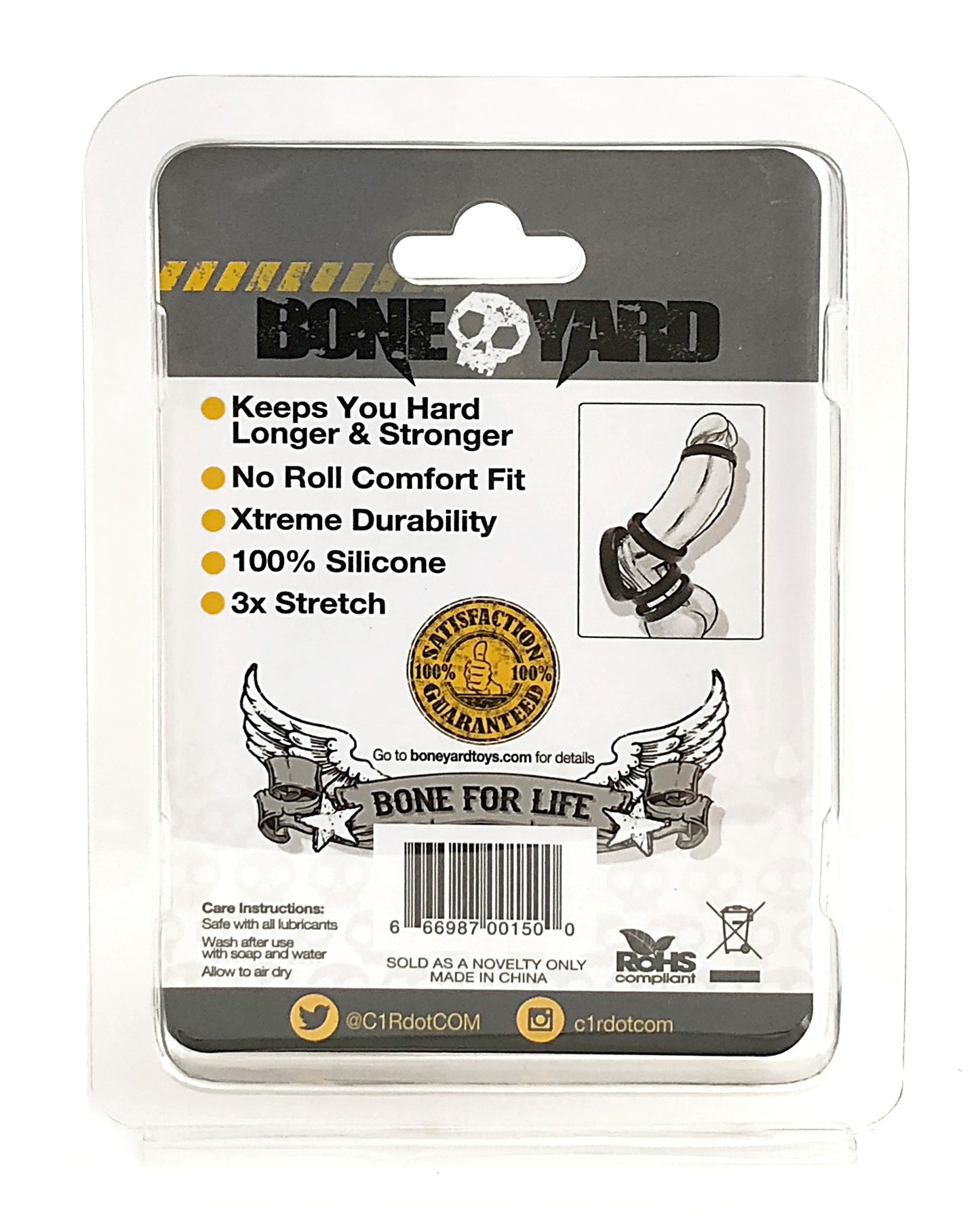 Boneyard Silicone Ring 50mm - Black - Durable and Comfortable Design
