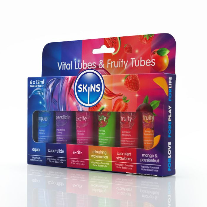 Skins 12ml Sampler Tubes - Vital and Fruity Lubricants 6 Pack
