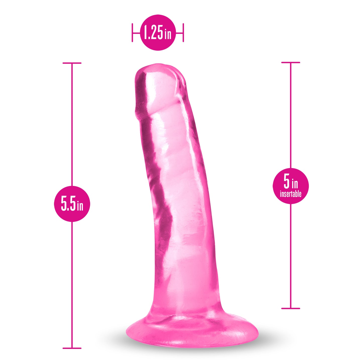 B Yours Plus Hard N Happy Dildo – Pink, Soft Feel with Suction Cup