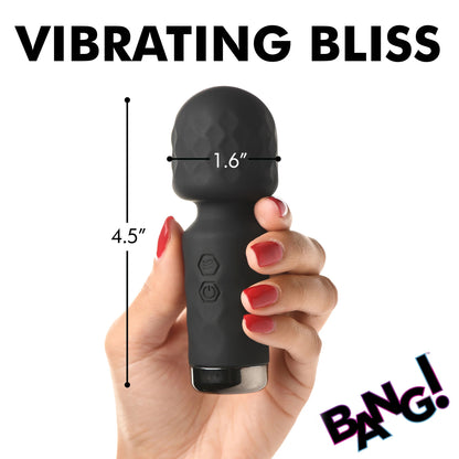 XR Brands 10x Mini Silicone Wand - Black - Waterproof Rechargeable Vibrator