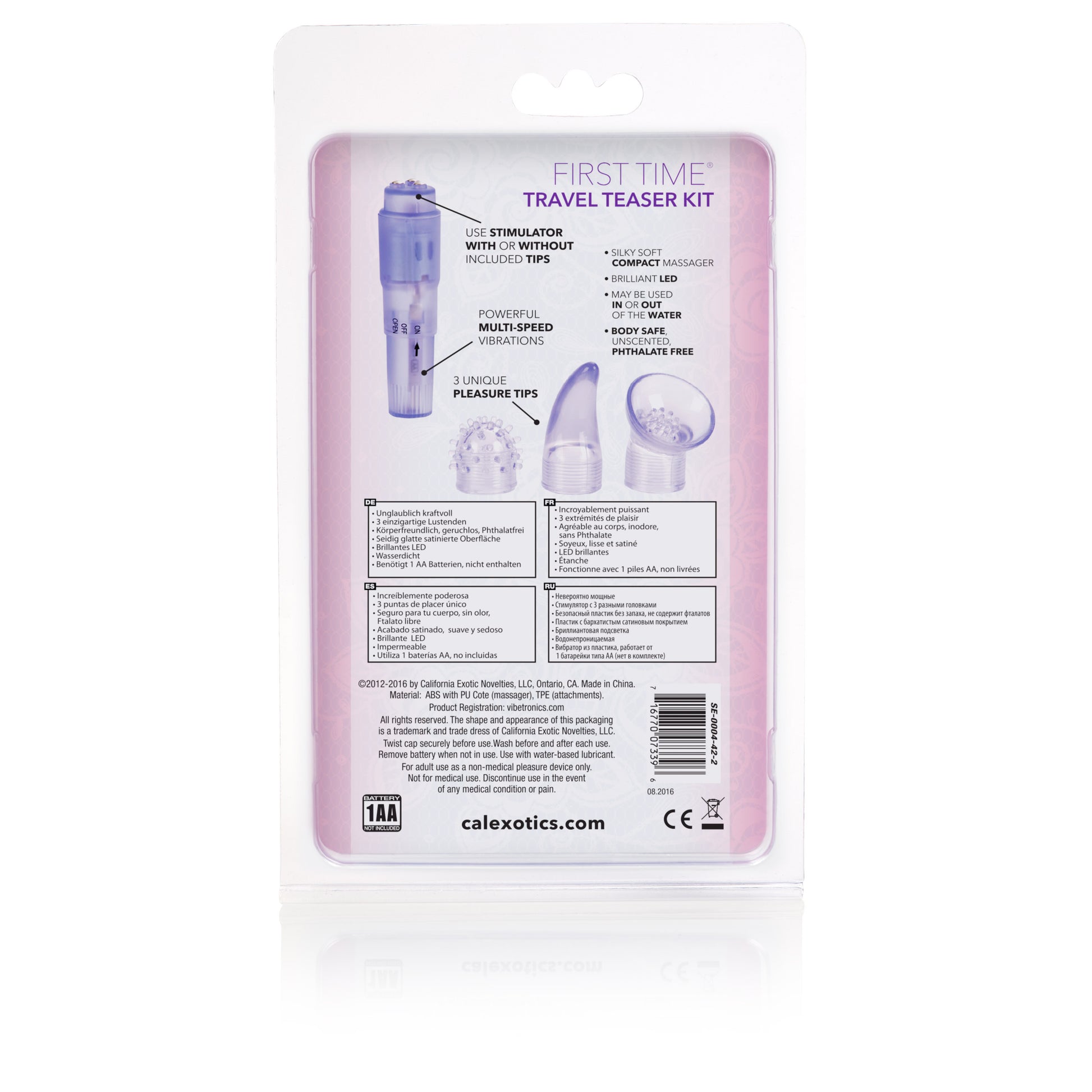 CalExotics First Time Travel Teaser Kit – Pocket Massager with 3 Tips – Purple