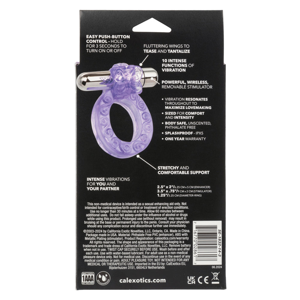 CalExotics Intimate Butterfly Ring – Purple – Multi-Speed Vibrating Enhancer