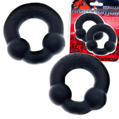 Oxballs Ultraballs 2-Piece Cockring Set - Night Black - Flexible and Stretchy