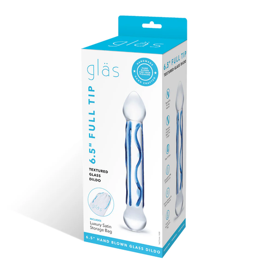 Electric Novelties 6.5 Inch Full Tip Textured Glass Dildo – Blue