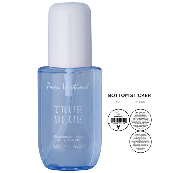 Pure Instinct True Blue Pheromone Hair and Body Mist 3.35oz – Citrus and Honey Blend