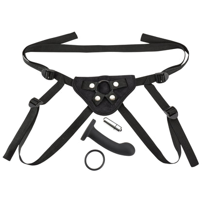Cloud 9 Novelties Strap-On Harness Kit – Black – Includes Dildo and Bullet Vibrator