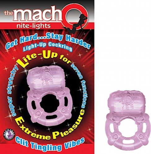 Nasstoys Macho Night Light Vibrating Cockring with Clitoral Stimulators – Purple