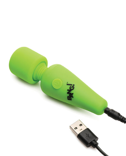 XR Brands Glow in the Dark Mini Wand - Green - USB Rechargeable Silicone Vibrator