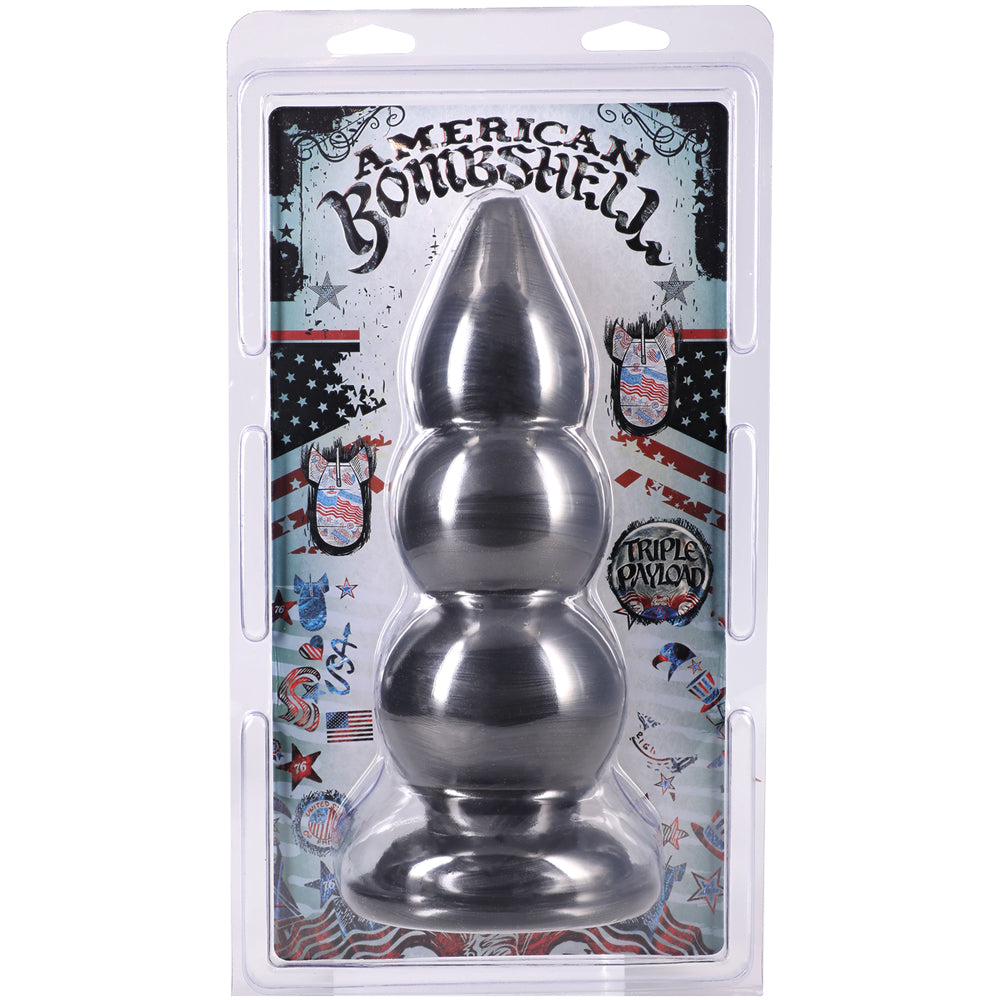 American Bombshell Triple Payload PVC Dildo – Gun Metal / Black
