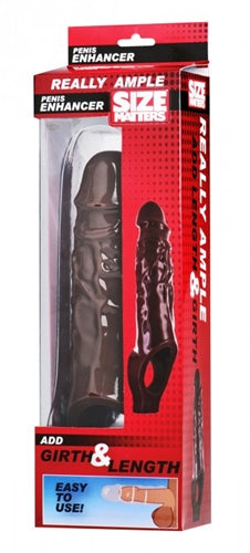 XR Brands Really Ample Penis Enhancer Sheath - Brown - Realistic Erection Enhancer