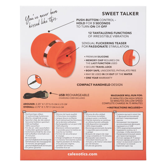 CalExotics French Kiss Sweet Talker Mini Massager with 12 Functions - Red