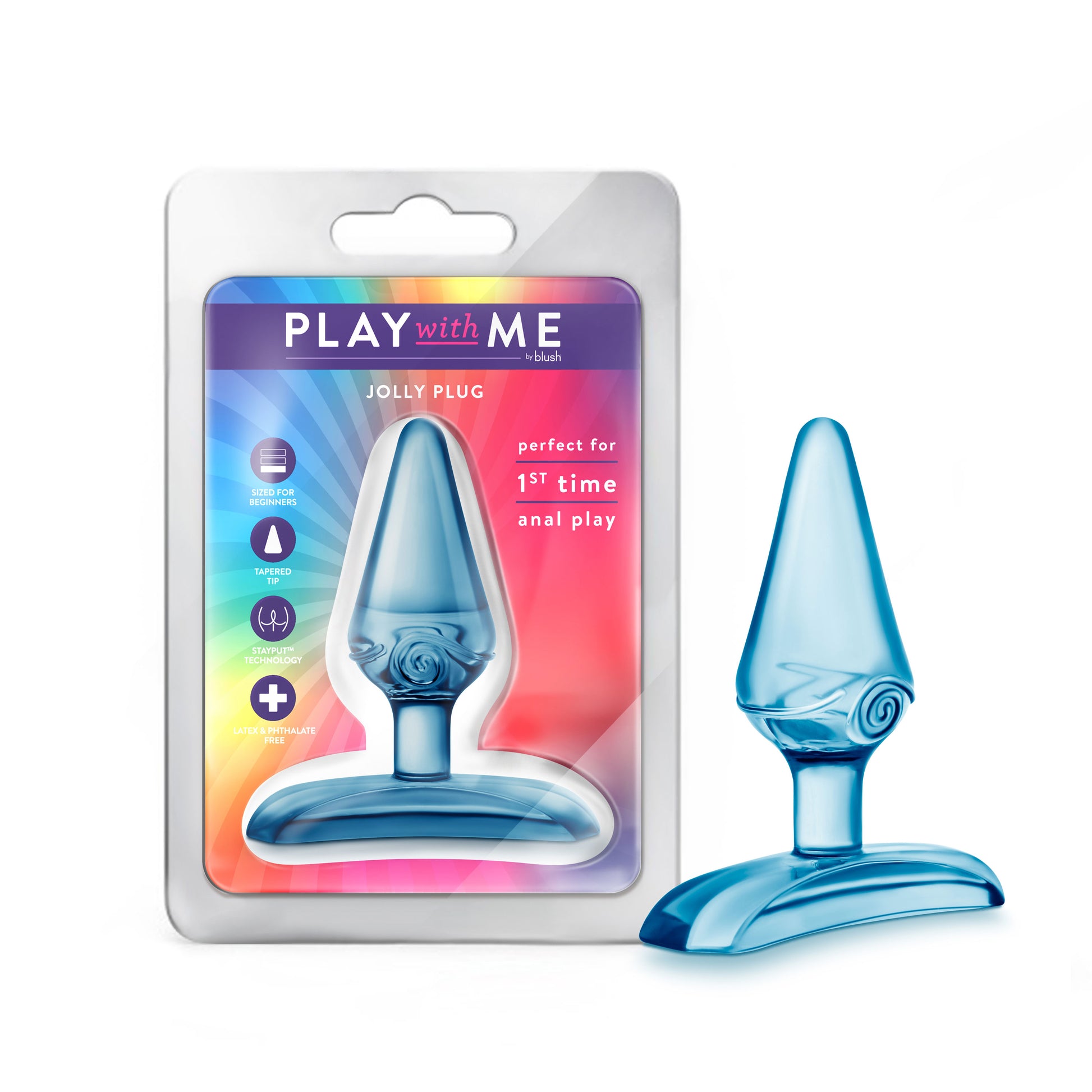 Blush Jolly Plug Anal Toy for Beginners with Tapered Tip – Blue