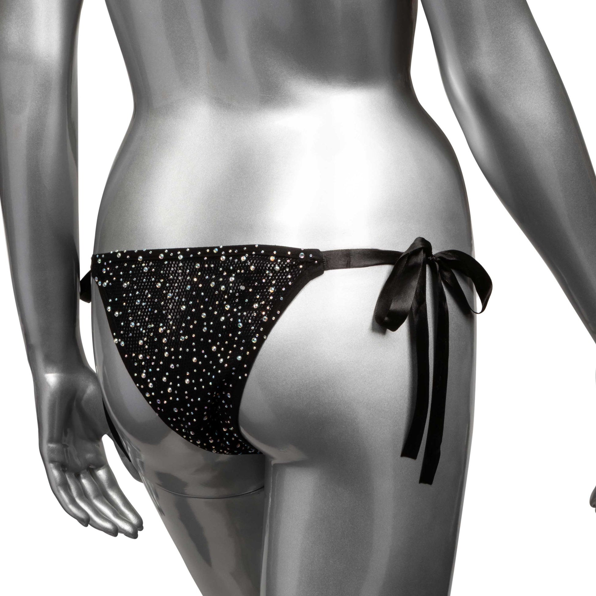 CalExotics Radiance Side Tie Panties - Black - Rhinestone Accents