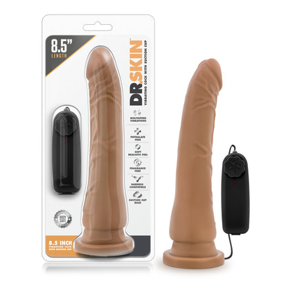 Dr. Skin 8.5 Inch Vibrating Realistic Cock with Suction Cup - Mocha