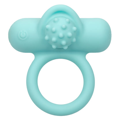 CalExotics Silicone Rechargeable Nubby Lover's Delight – Blue Vibrating Cock Ring