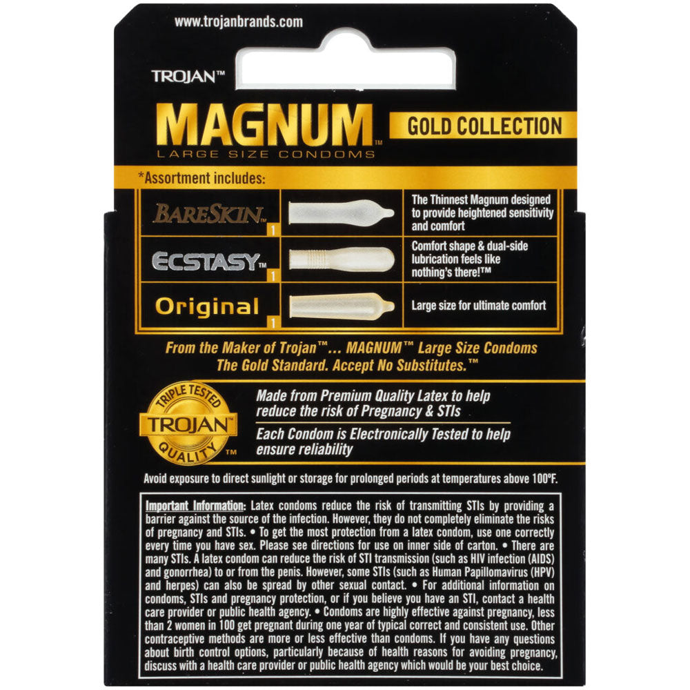 Trojan Magnum Gold Collection Large Size Condoms - 3 Pack