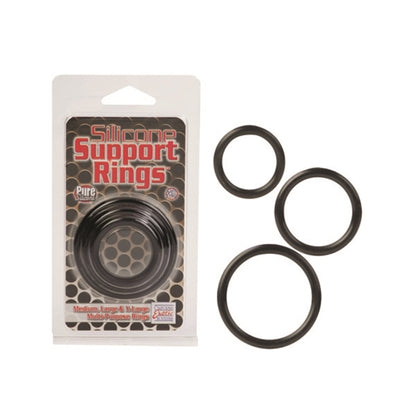 CalExotics Silicone Support Rings Set - Black - Erection Enhancers