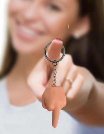 Little Genie Super Fun FU Middle Finger Key Chain – Beige
