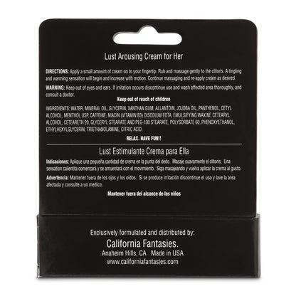 Lust Arousing Cream for Her - Instant Arousal - 0.5 Oz Tube