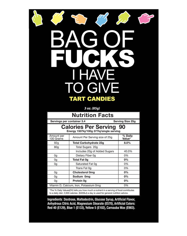 Little Genie Bag of Fucks I Have to Give Candy – 25 Count with Fruit-Flavored Middle Fingers