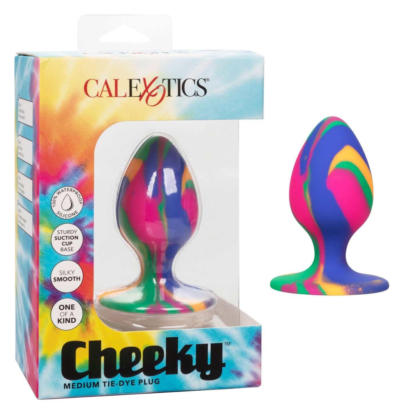 CalExotics Cheeky Medium Tie-Dye Plug with Suction Cup Base - Multi