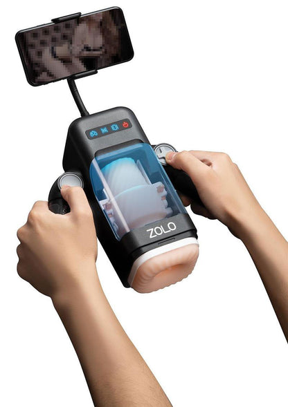 XGEN Blowstation Hand-Held Thrusting Vibrating Masturbator with Heating System - Black