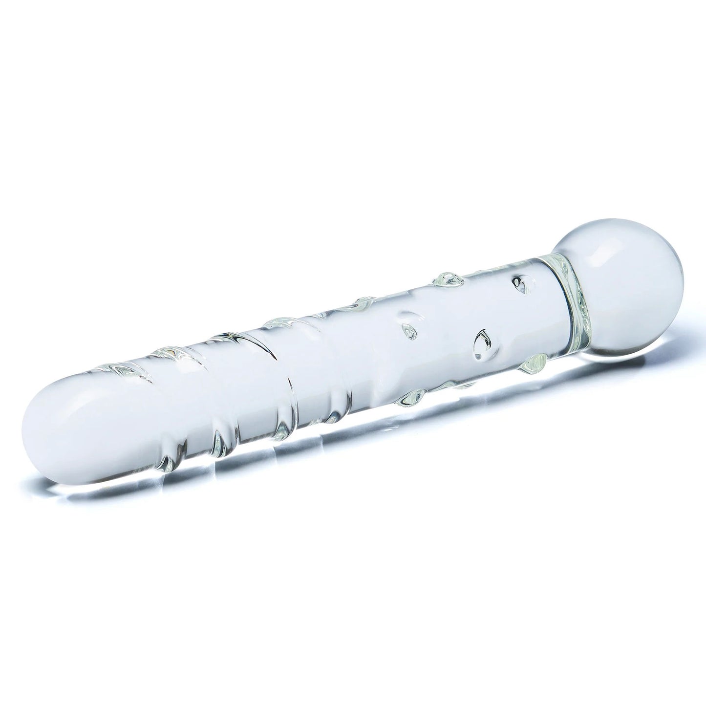Callisto Clear Glass Dildo – Textured Glass Dildo for Internal Stimulation – Clear