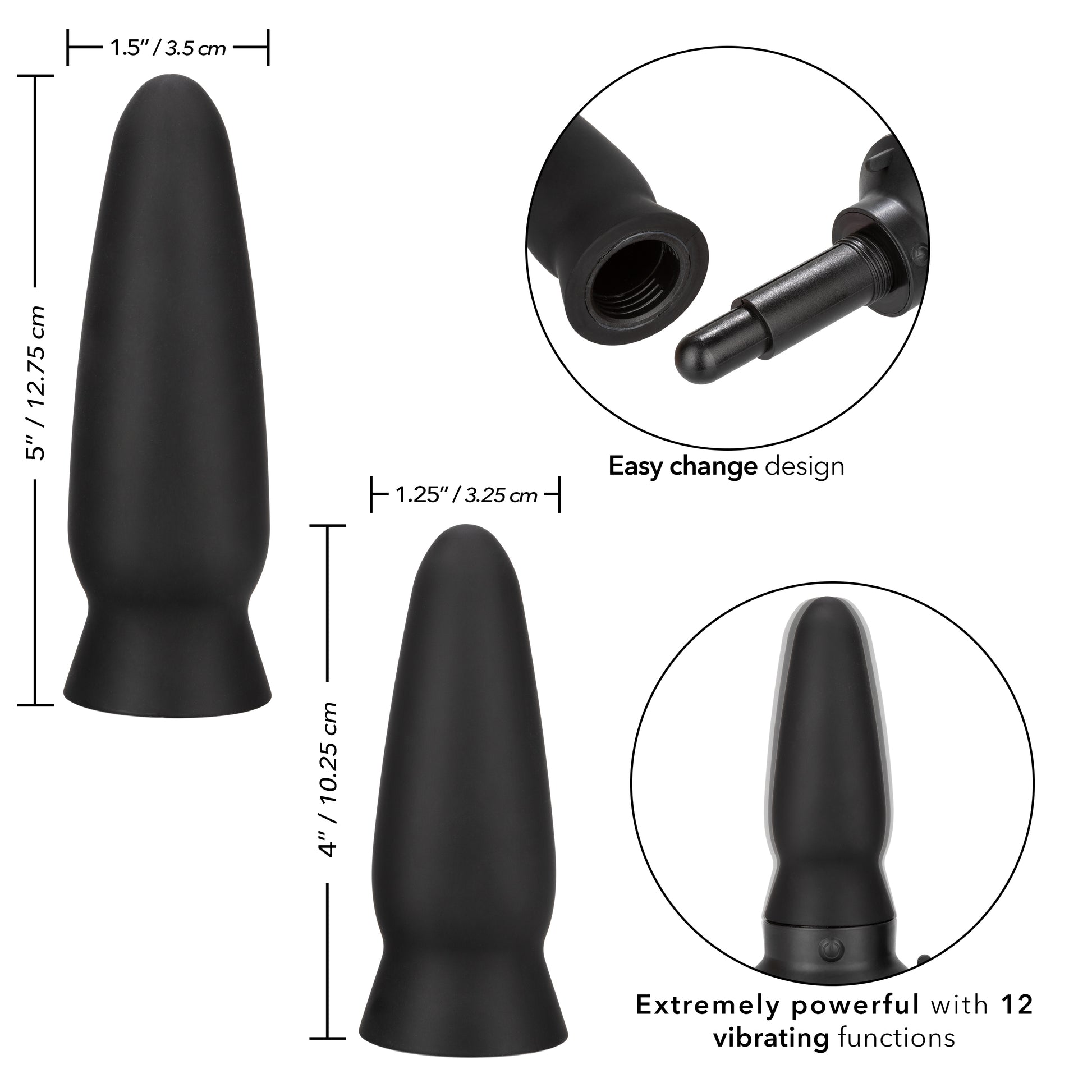 CalExotics Eclipse Interchangeable Probe Set with Vibrating Base – Black