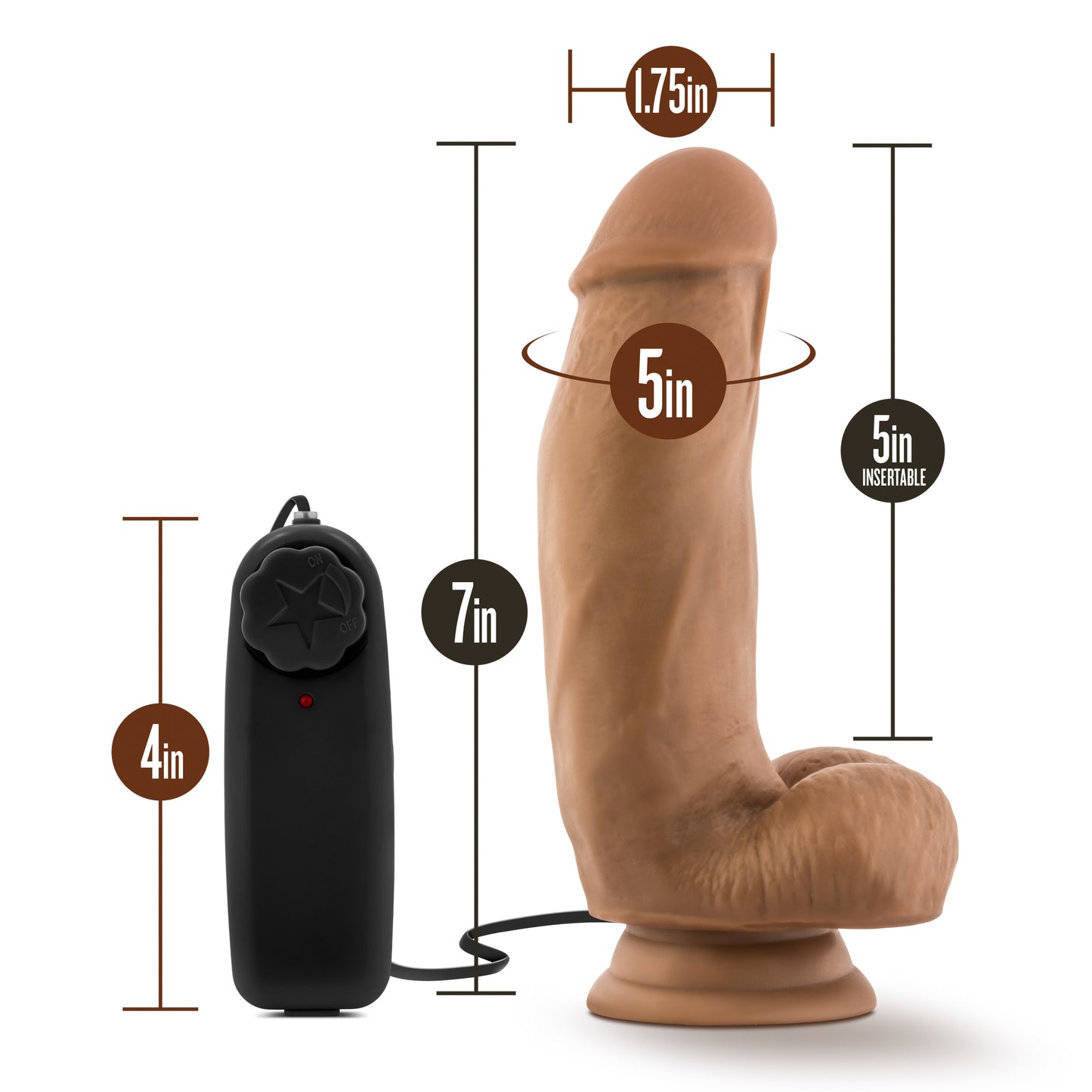 Coverboy MMA Fighter Dildo - Realistic Vibrations - Brown