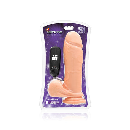SI Novelties 9 Inch Thick Cock with Balls and Internal Vibrating Egg - Beige